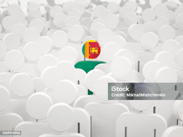 Man With Flag Of Sri Lanka In A Crowd Stock Photo - Download Image Now - Bubble, Country - Geographic Area, Crowd of People