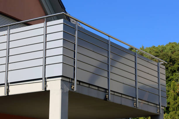 istock Balcony railing with glass and stainless steel 1069915390
