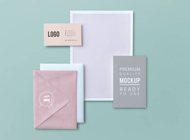 Set of printed material mockups Set of printed material mockups business card photos stock pictures, royalty-free photos & images