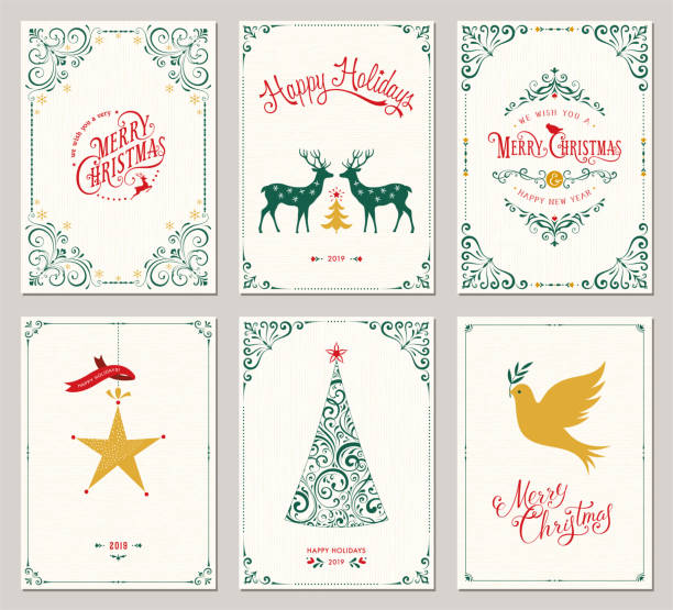 ozdobne świąteczne cards_05 - christmas christmas tree angel decoration stock illustrations