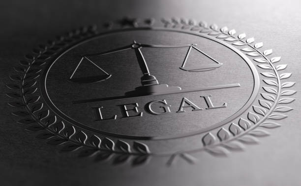 Legal Sign Design With Scales Of Justice Symbol. Legal sign design with scales of justice symbol printed on black background. 3D illustration notary photos stock pictures, royalty-free photos & images