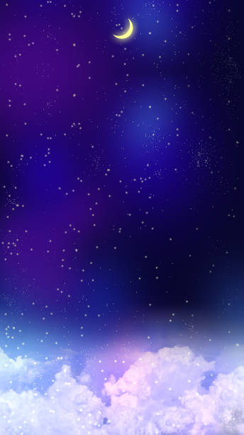 istock clouds in the star-filled sky and new moon 1069931326