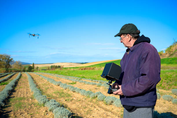 istock Farmer inspecting cultivated land with drone 1069931660