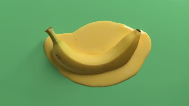 looped stop motion animation of melting banana