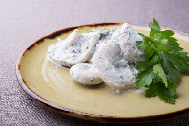 istock Salted mushrooms served with sour cream 1069936240