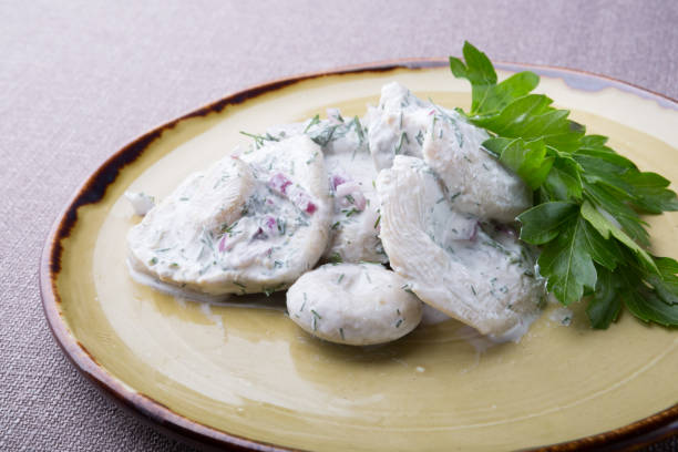 istock Salted mushrooms served with sour cream 1069936270