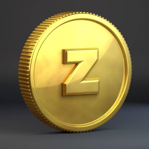 istock Golden coin with letter Z lowercase isolated on black background. 1069938800