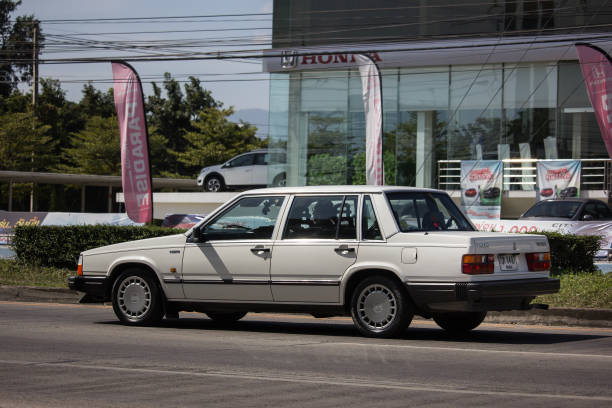 Private car, Volvo 740GL Chiangmai, Thailand - November 8 2018: Private car, Volvo  740GL. Photo at road no 121 about 8 km from downtown Chiangmai, thailand. volvo 740 stock pictures, royalty-free photos & images