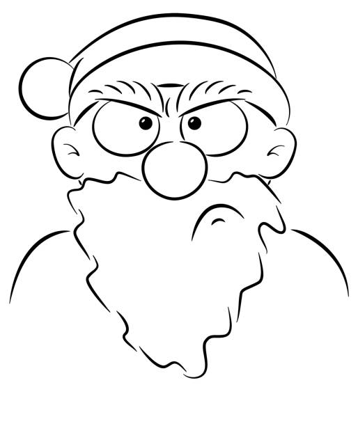 bildbanksillustrationer, clip art samt tecknat material och ikoner med porträtt av en arg jultomten - santa hat