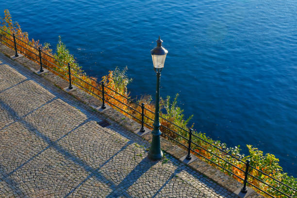 Historic lantern at the River Maas promenade