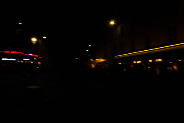 istock Slurred and stretched street lights in Paris at night 1069949874