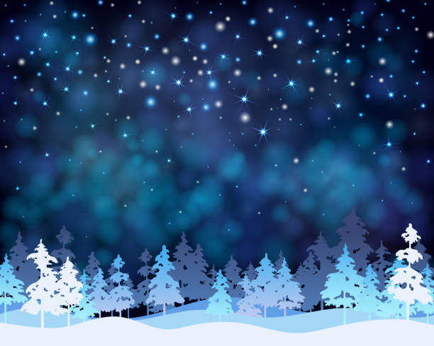 istock Christmas and New Year blue shiny background with winter landscape. 1069950570