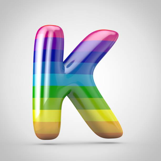 istock Rainbow Letter K uppercase isolated on white background. 1069952122