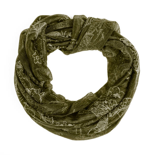 istock Green silk scarf isolated on white background. 1069952468