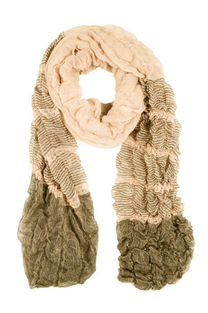 istock Beige wool scarf isolated on white background. 1069952936