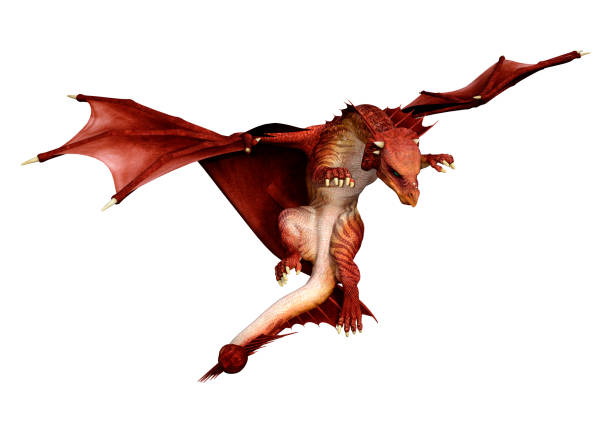 istock 3D rendering red fantasy dragon on white 1069955040