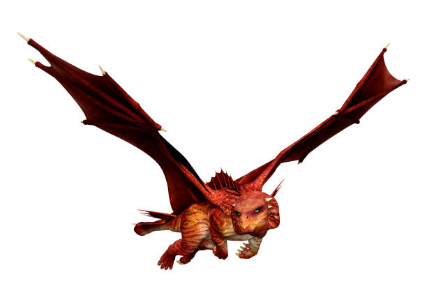 istock 3D rendering red fantasy dragon on white 1069955086