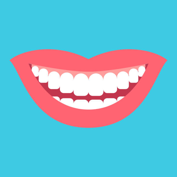 White tooth smile flat design style on blue background White tooth smile flat design style on blue background 1354 stock illustrations