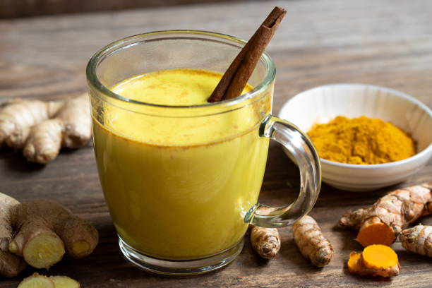 Indian Golden Milk in colds stock photo