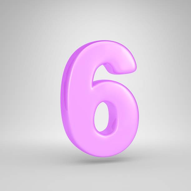 istock Glossy pink bubble gum number 6 isolated on white background 1069959954