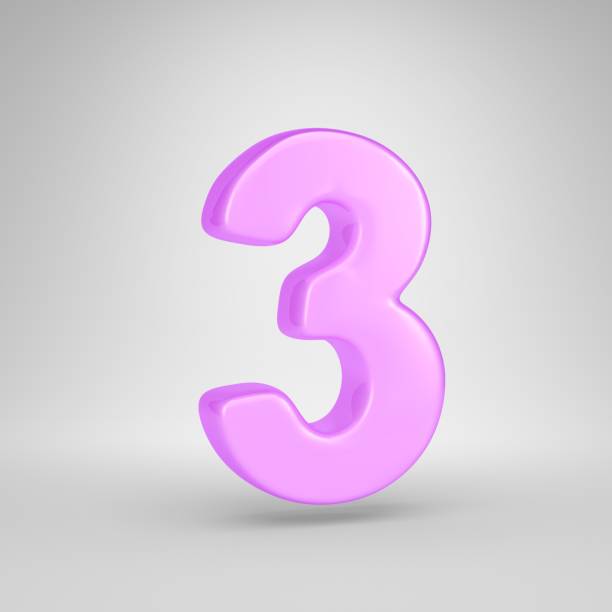 istock Glossy pink bubble gum number 3 isolated on white background 1069959992