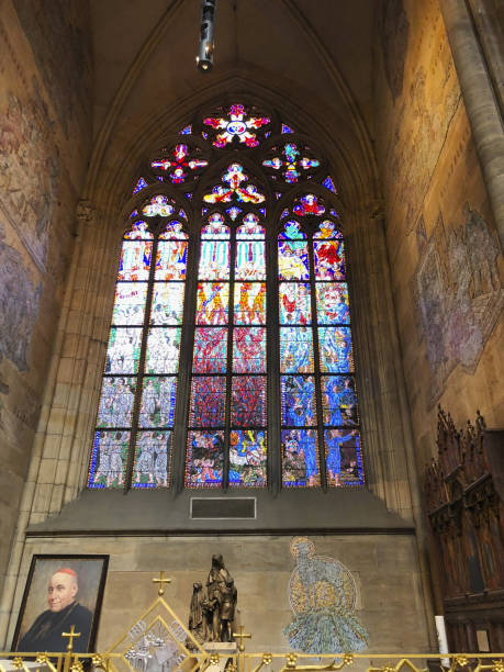 istock St. Vitus Cathedral, Stained glass windows, Prague Castle Complex, Prague, CZECH REPUBLIC. 1069970342