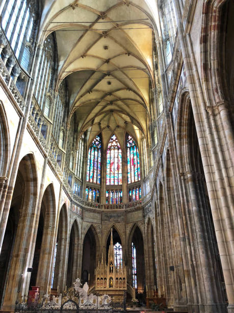 istock St. Vitus Cathedral, Stained glass windows, Prague Castle Complex, Prague, CZECH REPUBLIC. 1069970636