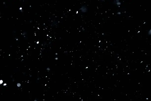 Photo of Snow texture on black background for overlay