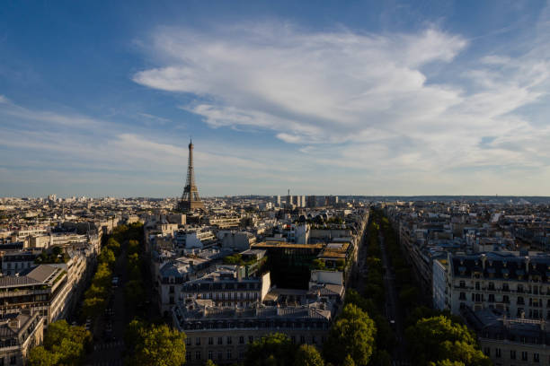 istock View of Paris and sights from Arc de Triomphe 1069977650