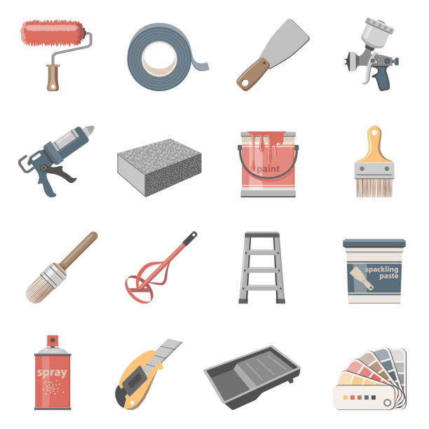 House Painting Icon Set vector art illustration