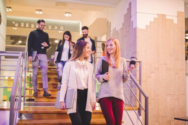 istock Set of steps leading from office to meeting room 1069985446