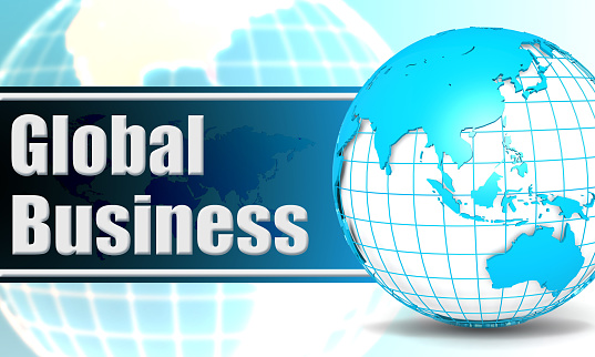 Global business with sphere globe with white background, 3d rendering