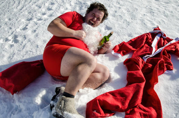 istock Drunk Santa. Snow and winter. 1069989420