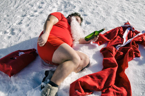 istock Drunk Santa. Snow and winter. 1069989504