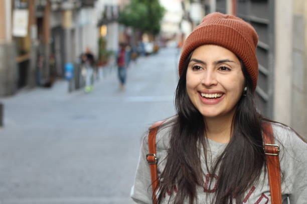 istock Modern joyful woman with copy space 1069999570