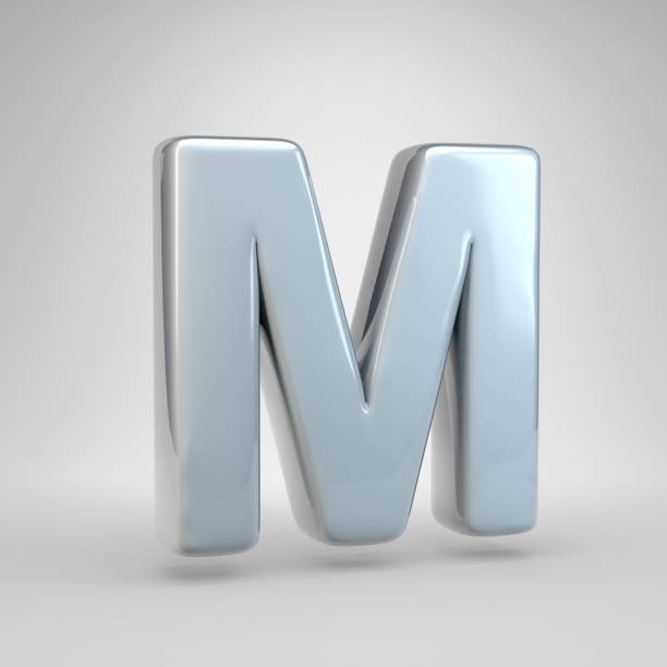 istock Silver car paint letter M uppercase isolated on white background 1070002074