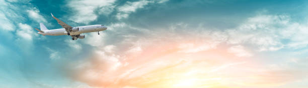 istock Airplane flying in the blue sky 1070002244
