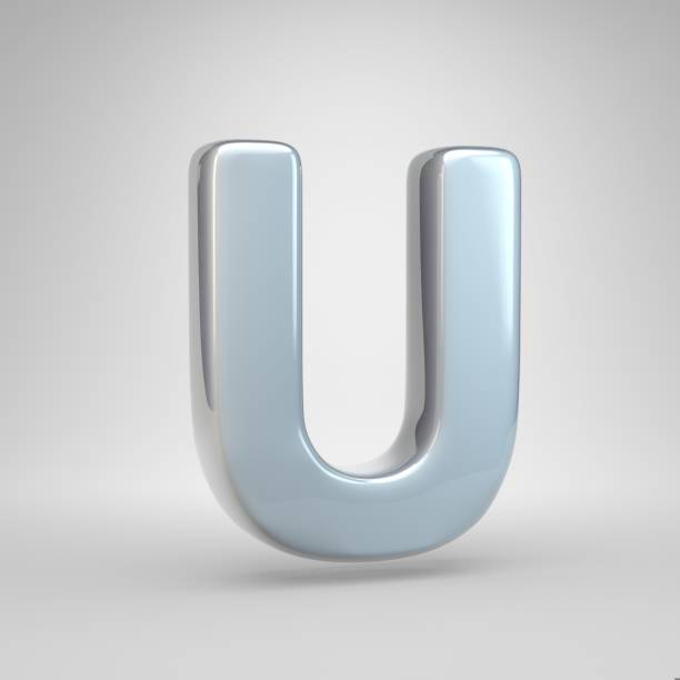 istock Silver car paint letter U uppercase isolated on white background 1070003534