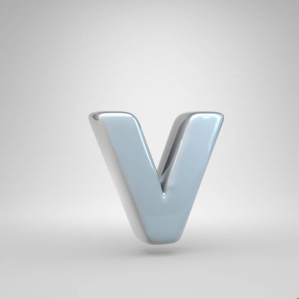 istock Silver car paint letter V lowercase isolated on white background 1070003560