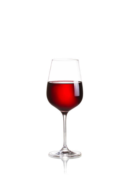 copo de vinho, isolado no fundo branco - wine glass appetizer bottle - fotografias e filmes do acervo