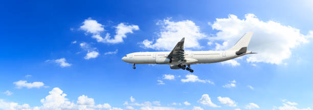 istock Airplane flying in the blue sky 1070017138