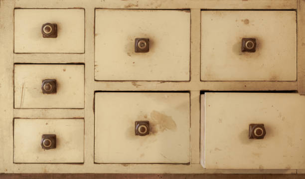 istock An old drawer with decorative ribbons 1070019912