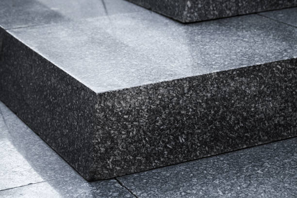 istock Black shiny granite stairs, abstract photo 1070022776