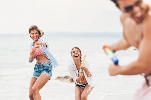 istock Girls with water guns in attack 1070030342