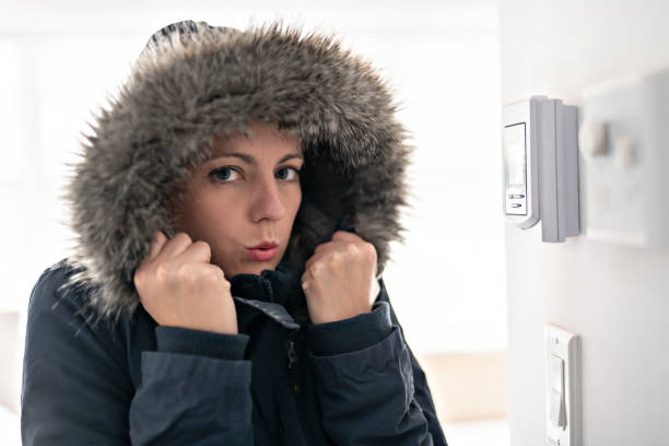 istock Woman With Warm Clothing Feeling The Cold Inside House 1070035648
