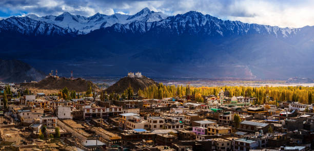 Leh-Ladakh city on afternoon light stock photo
