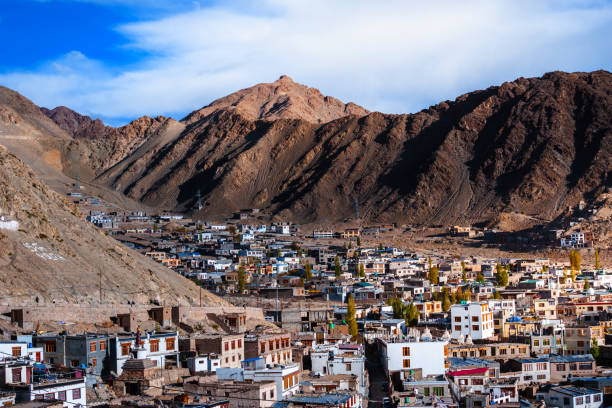 Let-Ladakh city in mountain stock photo