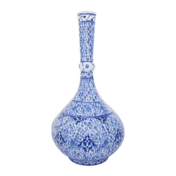 Ceramic Blue Vase Vase, Porcelain, Single Object, Paintings, Tile persian pottery stock pictures, royalty-free photos & images