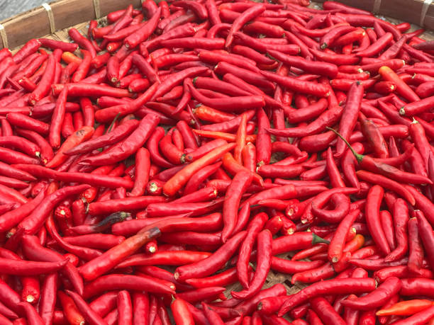 istock close up of red chilli on bamboo tray 1070057066