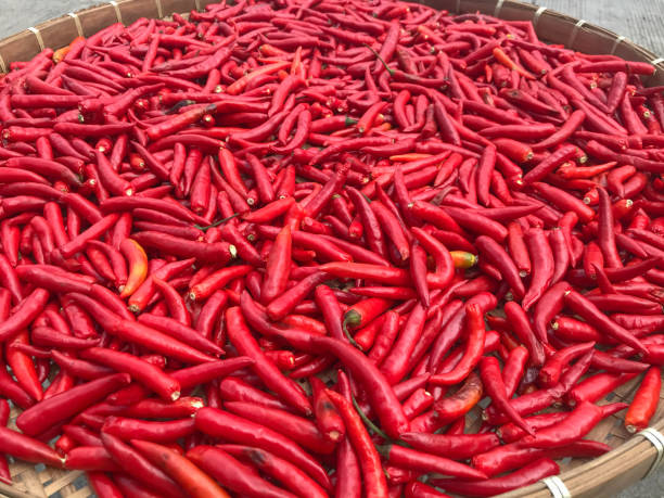 istock close up of red chilli on bamboo tray 1070057106